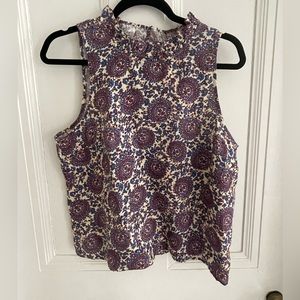 JCrew size medium paisley print ruffle neck top